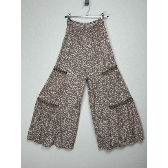Rachel Paige Pants - Rachel Paige Floral Palazzo Pants Crochet Peekaboo Wide Leg Elastic Waist Small